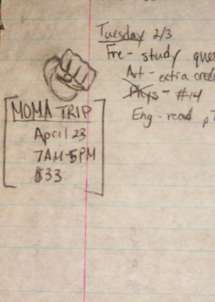 pencil on lined paper (circa 2010)